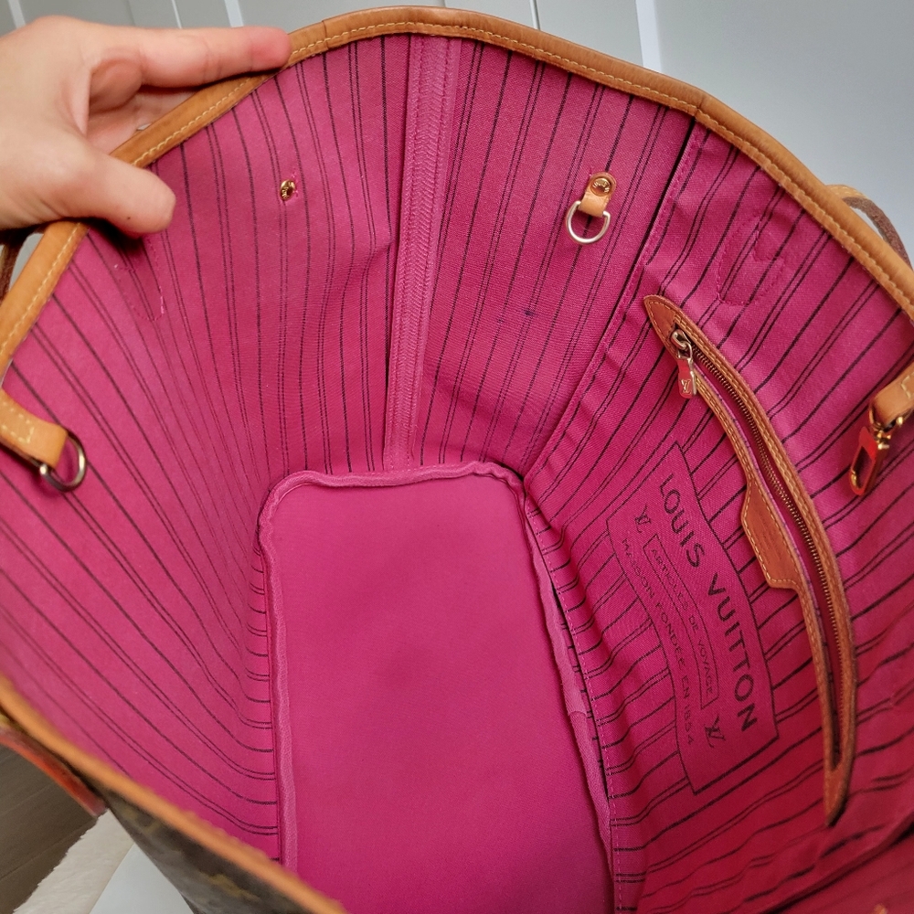 Louis Vuitton Neverfull MM Monogram "PEONY Hot Pink Interior" Tote Bag - Picture 14 of 17
